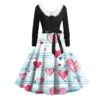 Women's Fashion Round Neck Casual Slim  Printed Long Sleeve Dresses - Image 4