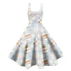 Women's  Casual Fashion Flower Print Sexy Off Shoulder Punk Retro Skirt - Image 12