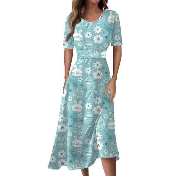 Women's Printed Summer Loose Casual Easter Fashion Sundresses Dresses Dress - Image 4