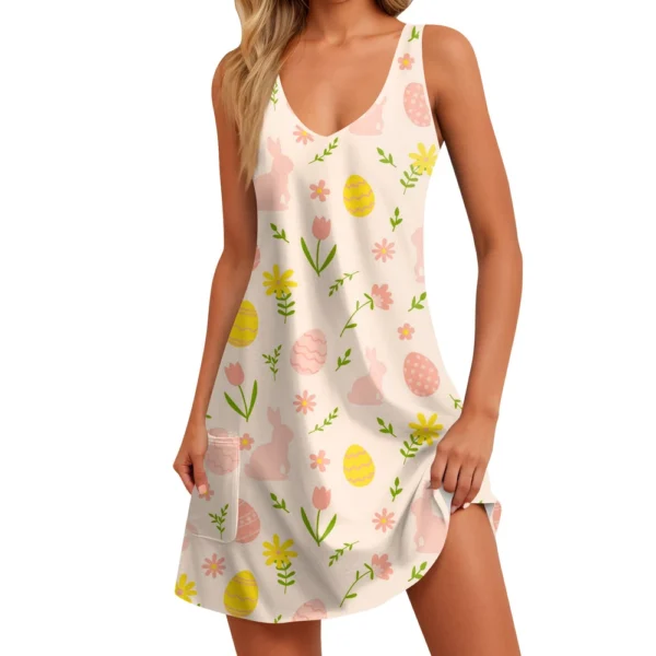 Women's Fashion Casual Printed Easter Loose Dresses Sundresses Summer Dress - Image 14