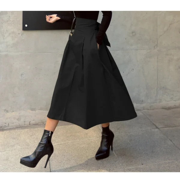 Bow hem skirt slim waist long skirt - Image 16