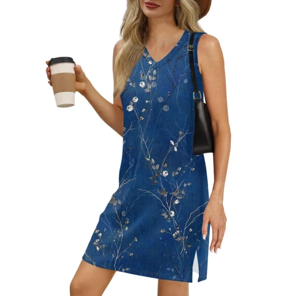 Women's V-neck Summer Casual Beach Vacation Women's Sleeveless Floral Print - Image 8