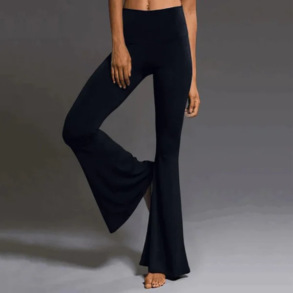Women's Solid Color Relaxed Sports Casual High-waisted Flared Yoga Pants Long - Image 19