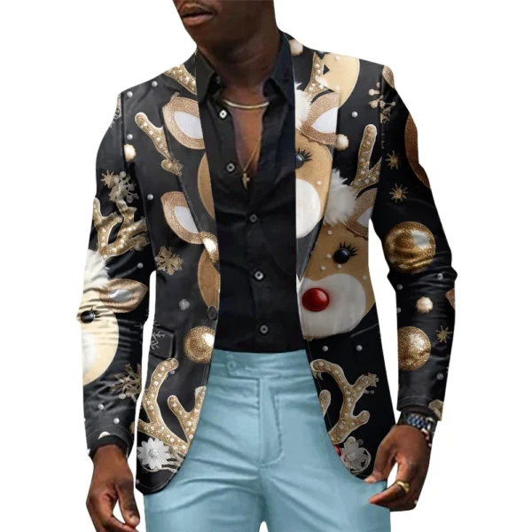 Unisex Winter Christmas Prints Suit Jackets Unisex Casual Fashion Button Jackets - Image 13