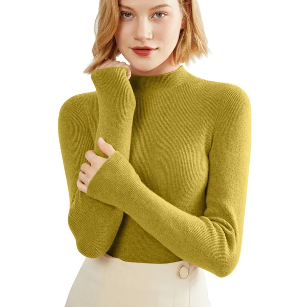 2024 Women's Sweaters Half Turtleneck Thin Long Sleeve Causal Pullover Sweater - Image 26