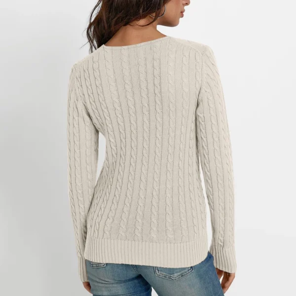 Women's Cable Knit V Neck Sweater Lightweight Soft Pullover Sweaters - Image 11
