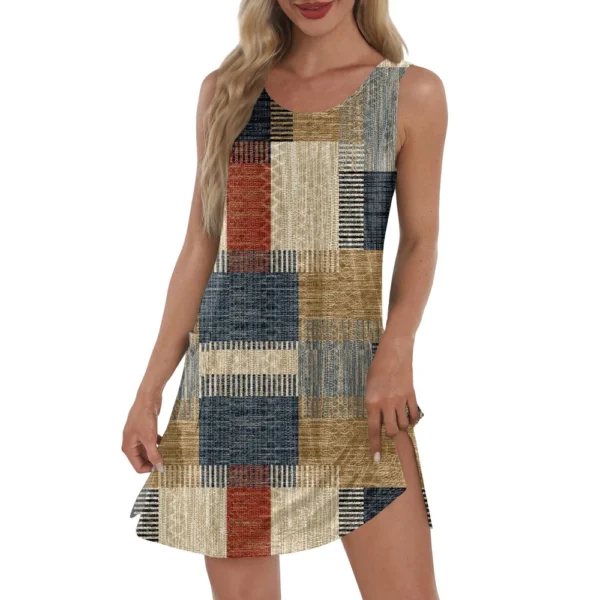 Women's Casual Sundress With Pockets Summer Boho Beach Dress T-Shirts Dress V - Image 11