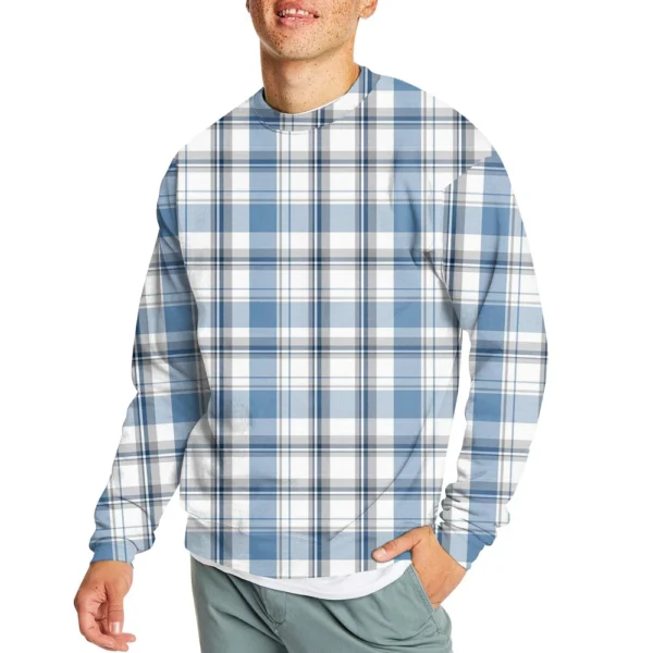 Men's Casual Fashion Comfortable Plaid Round Neck Pullover Sweatshirt Sweatshirt - Image 29