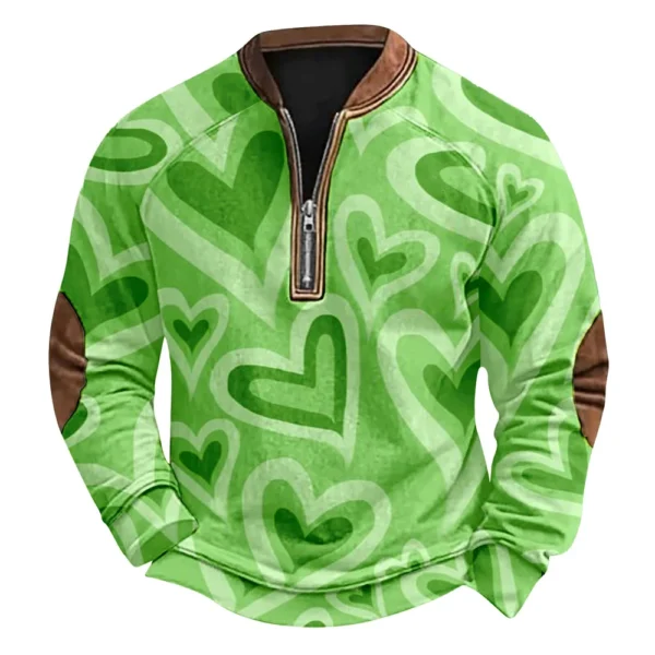 Men's St. Patrick's Day Vintage Casual Zip Sweatshirt Outdoor Casual Top - Image 23