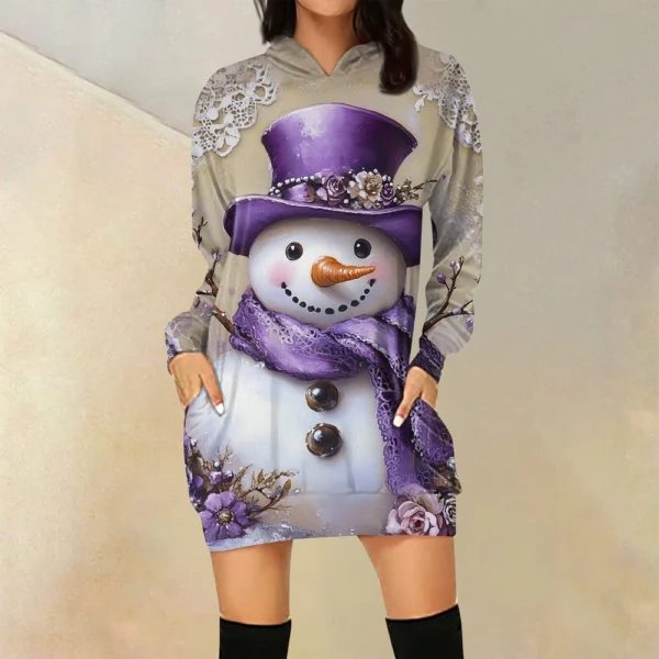 Ladies' Loose Casual Pocket Long Sleeved Hoodie Christmas Printed Sweatshirt - Image 40