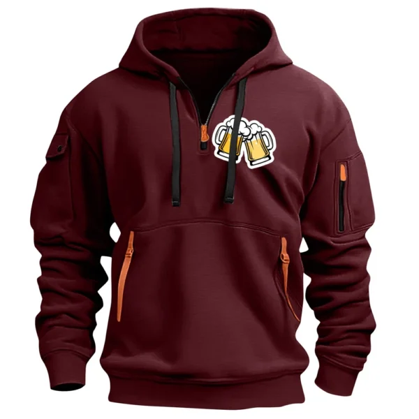 Men's Printed Sweatshirt Hoodie Zipper Arm Pocket Cardigan Men's Sports Large - Image 2