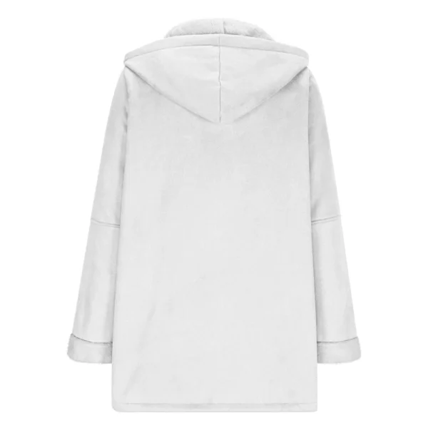 Women's  Fashionable Solid Color Warm Coat Long Sleeved Zipper Loose Hooded - Image 12