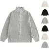Men'S Loose Stand Up Collar Sweater Knitted Sweater Fashionable Casual Cardigan