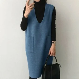 Vest women solid color loose dress women
