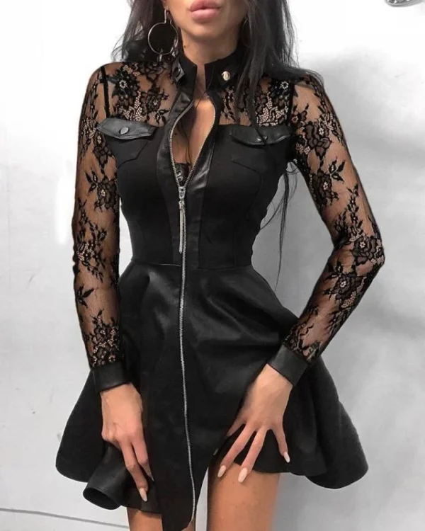 Split-waist dress woman lace-up - Image 13
