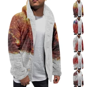 Men'S Winter Zipper Hooded Fleece Sweatshirt With Patch Pocket Casual Jacket