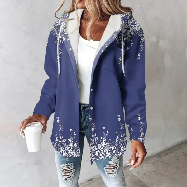 Women's Coat Casual And Fashionable Composite Thick And Warm Printed Hooded - Image 22