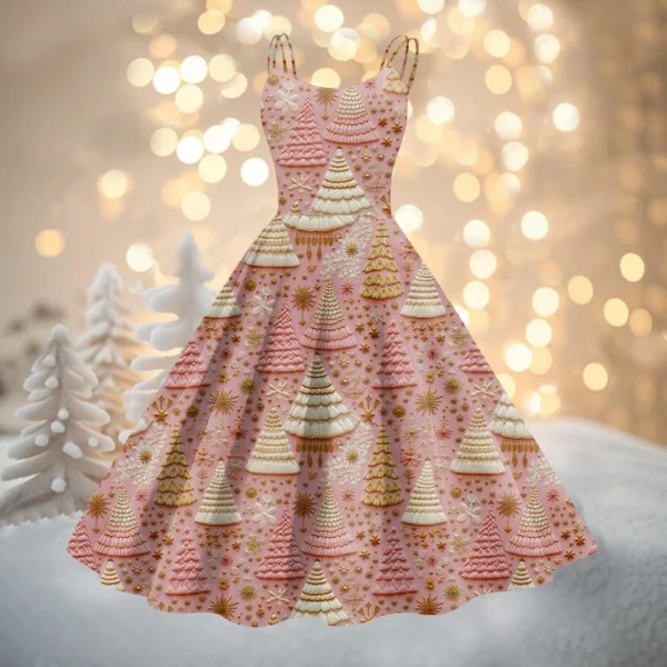 Women's Fashion Christmas Printed Sexy Strapless Gothic Cocktail Dress Punk, - Image 34