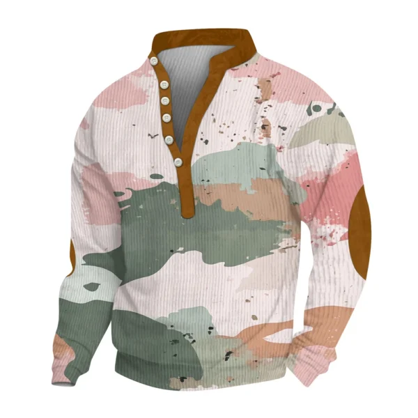 Men's Print Plush Warm Coat Fleece Sweater Casual Coat Pocket Sweater Winter - Image 25