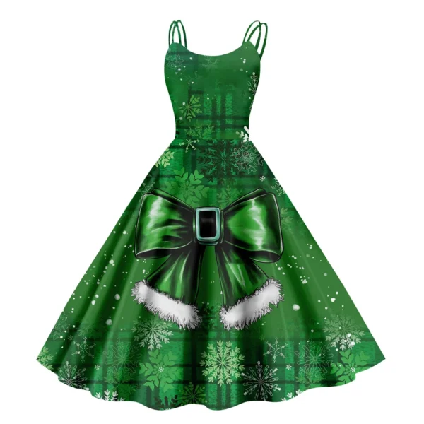 Christmas ladies casual fashion flower print sexy off shoulder punk retro skirt - Image 14