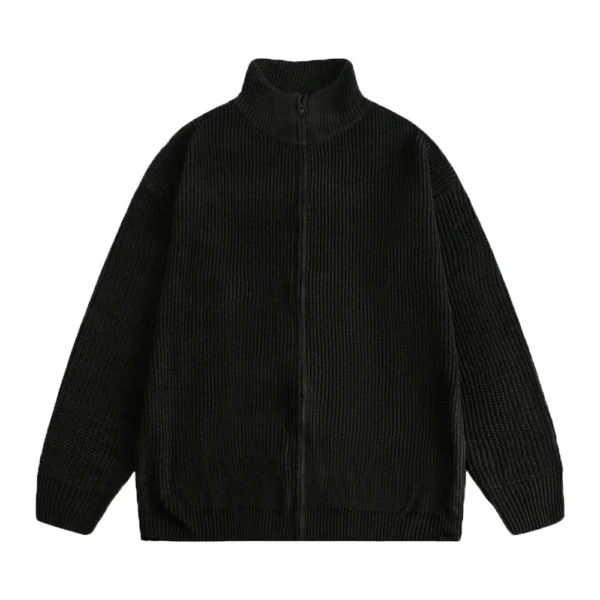Men'S Loose Stand Up Collar Sweater Knitted Sweater Fashionable Casual Cardigan - Image 17