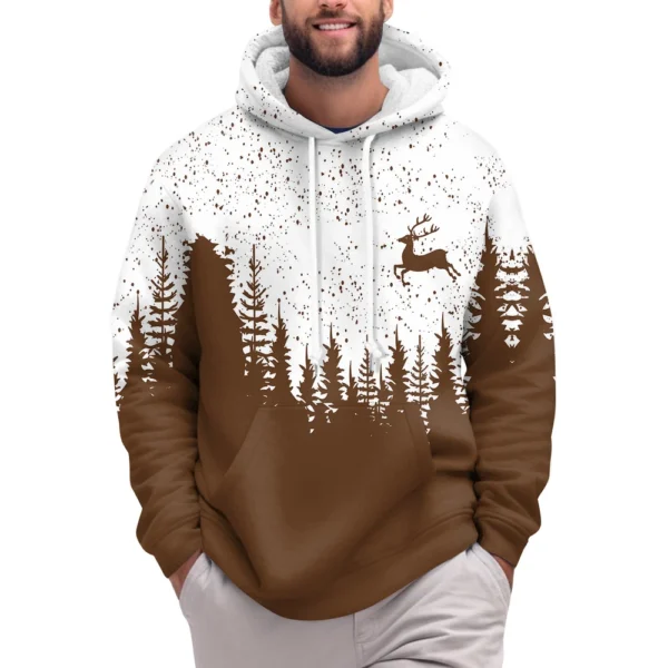 Men's Print Plush Warm Coat Fleece Sweater Casual Coat Pocket Sweater Winter - Image 12