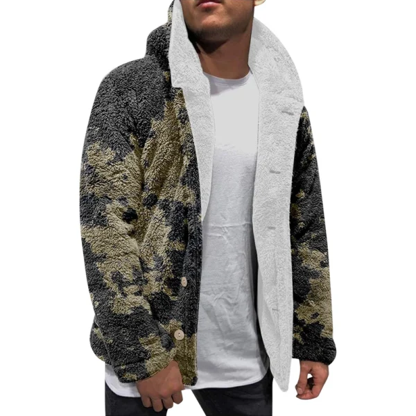 Men'S Winter Zipper Hooded Fleece Sweatshirt With Patch Pocket Casual Jacket - Image 4