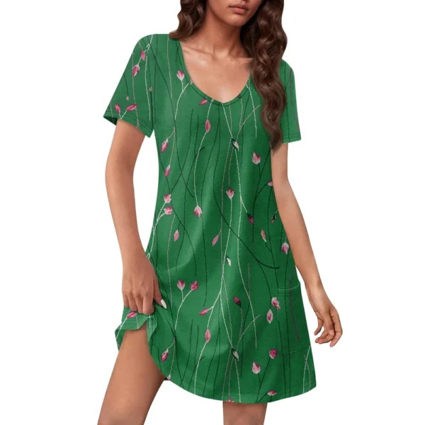 Women's Casual Sundress With Pockets Summer Boho Beach Dress Floral Blouses For - Image 29