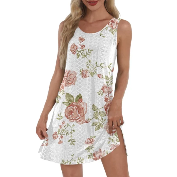 Women's Casual Sundress With Pockets Summer Boho Beach Dress T-Shirts Dress V - Image 7