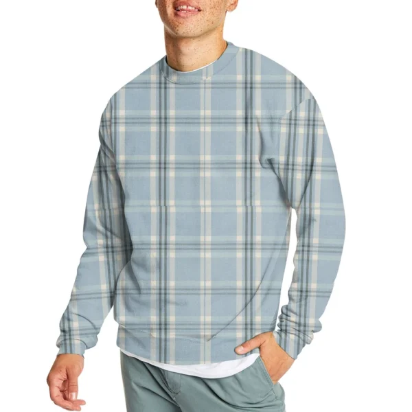Men's Casual Fashion Comfortable Plaid Round Neck Pullover Sweatshirt Sweatshirt - Image 4
