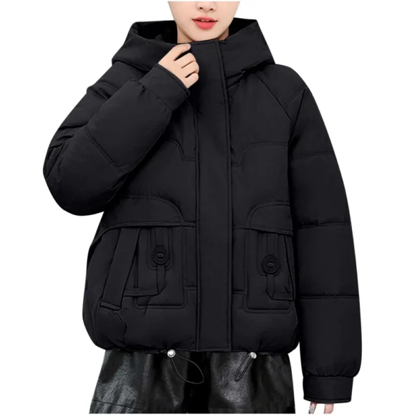 Winter Thickened Cotton-padded Jacket For Age Reduction, Largecollar, Hooded - Image 2
