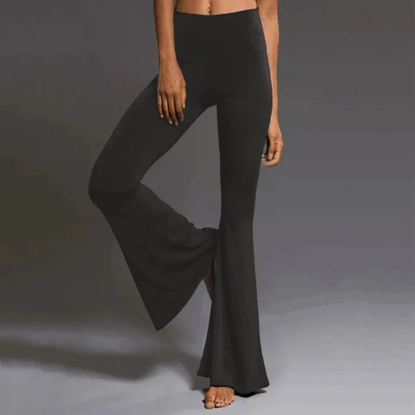 Women's Solid Color Relaxed Sports Casual High-waisted Flared Yoga Pants Long - Image 13