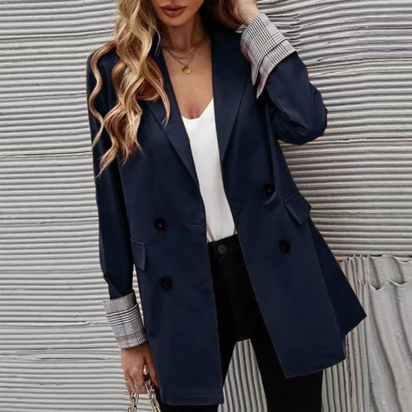 Fashion loose suit solid color collar coat women - Image 3