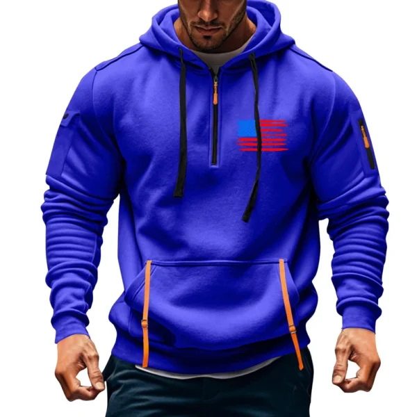 Men's Printed Sweatshirt Hoodie Zipper Arm Pocket Cardigan Men's Sports Large - Image 16
