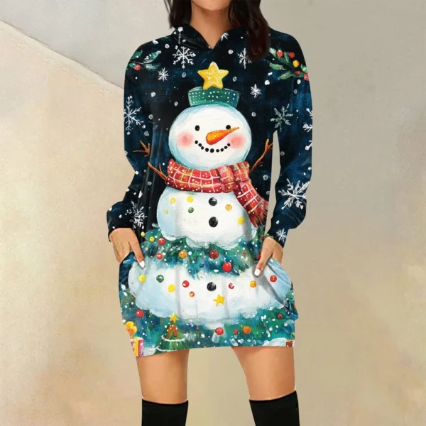 Ladies' Loose Casual Pocket Long Sleeved Hoodie Christmas Printed Sweatshirt - Image 19