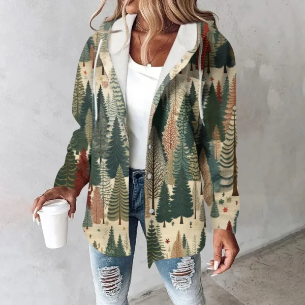 Women's Coat Casual And Fashionable Composite Thick And Warm Printed Hooded - Image 13
