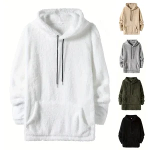 Men's Side Seam Pocket Hooded Lapel Solid Color Double-sided Velvet Hooded Long