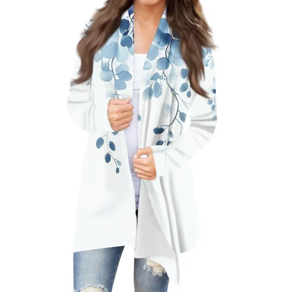 Women's Fashion Casual Vintage Floral Printed Mid-Length Cardigan Jacket - Image 2