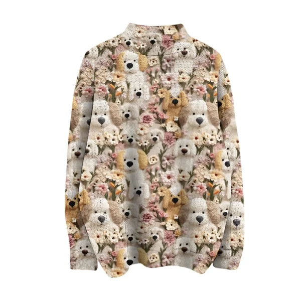 Women's Crew-neck Casual Long-sleeved Striped Printed Turtleneck Knitted Top - Image 9