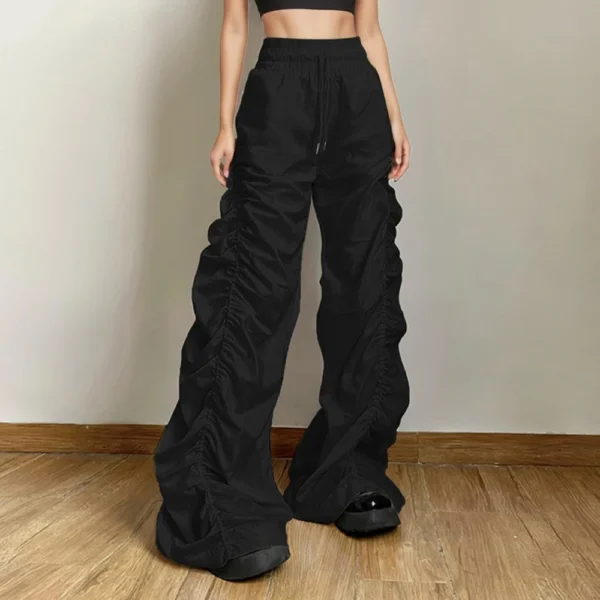 Women's Solid Color Baggy High-waisted Hip Lift Pleated Baggy Lace-up Casual - Image 13