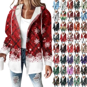 Women's Coat Casual And Fashionable Composite Thick And Warm Printed Hooded