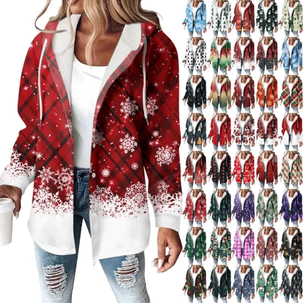 Women's Coat Casual And Fashionable Composite Thick And Warm Printed Hooded