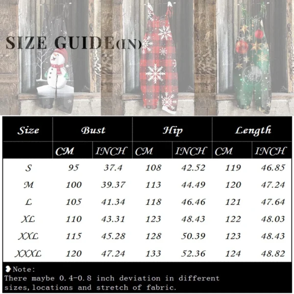 Women's Christmas Shoulder Strap Casual Loose Vintage Jumpsuit Print - Image 30