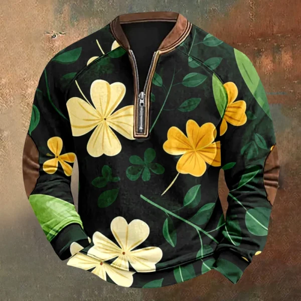 Men's St. Patrick's Day Vintage Casual Zip Sweatshirt Outdoor Casual Top - Image 40
