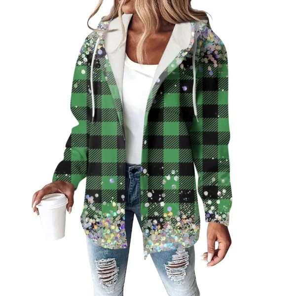 Women's Coat Casual And Fashionable Composite Thick And Warm Printed Hooded - Image 3