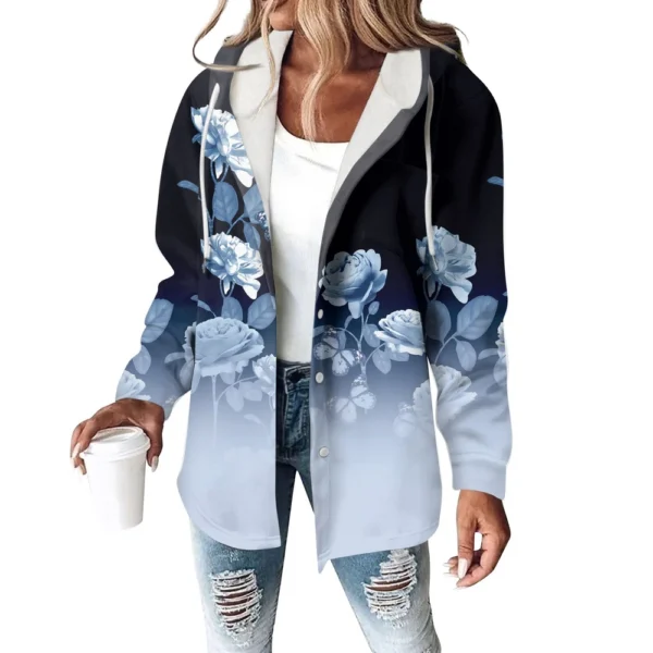 Women's Coat Casual And Fashionable Composite Thick And Warm Printed Hooded - Image 7