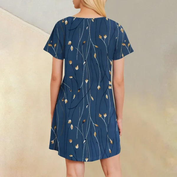 Womens Summer Dresses Short Sleeve Linen Casual T-Shirt Dresses Swing Beach - Image 12