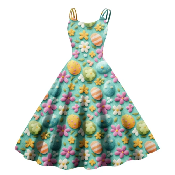 Women's Easter Printed Loose Fashion Dresses Casual Sundresses Summer Dress - Image 19