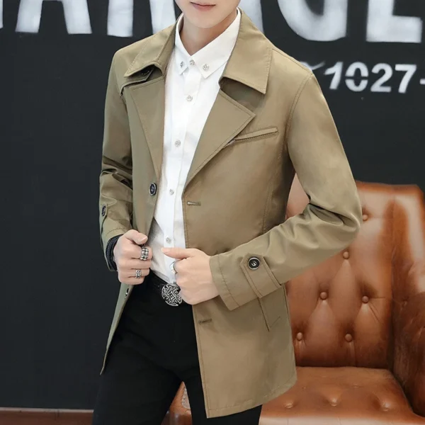 Slim-fit men's mid-length lapel jacket - Image 4