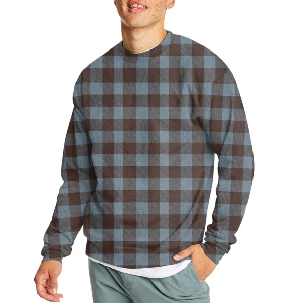 Men's Casual Fashion Comfortable Plaid Round Neck Pullover Sweatshirt Sweatshirt - Image 3